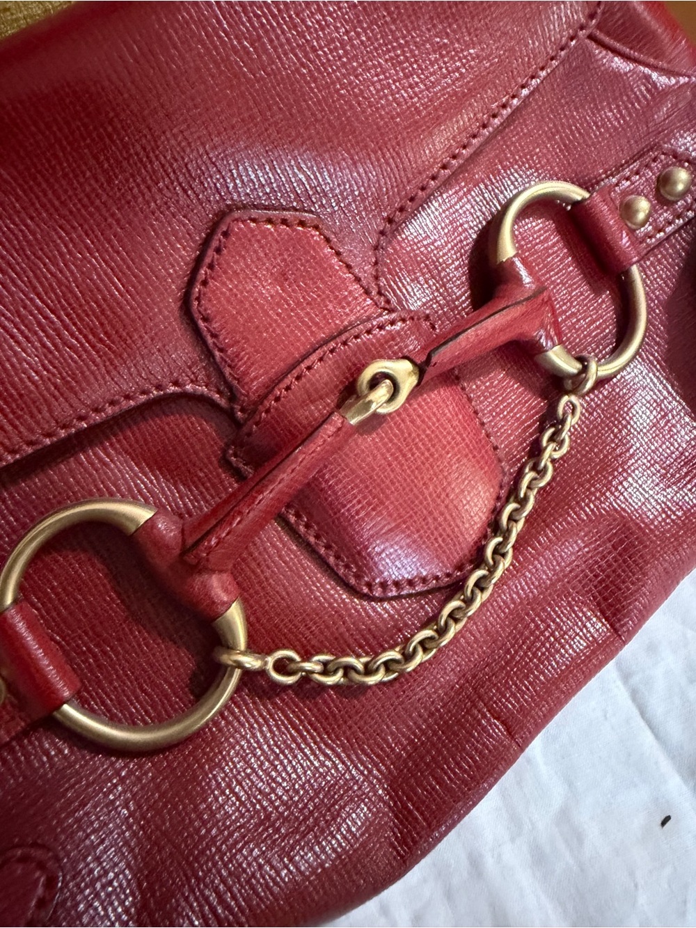 Gucci Vintage Horsebit Shoulder Bag | Red Leather | Made in Italy - Picture 2 of 5